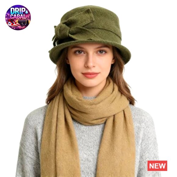 Wool Bucket Hat Vintage Floral Winter Dress Hat main image 6